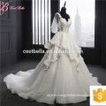 Guangzhou elegante encaje de perlas de apliques de cuentas vestido de bola princesa vestidos de novia